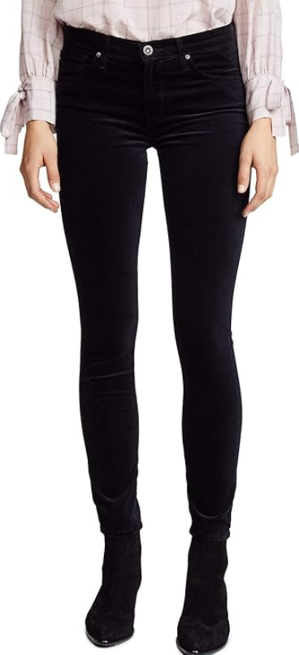 AG ADRIANO GOLDSCHMIED The Legging Velvet Jeans 24R US 00 Black Skinny NWT